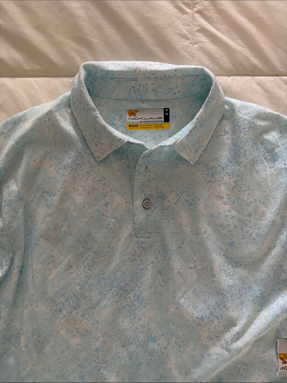 Men's Light Blue Speckled Polo Shirt